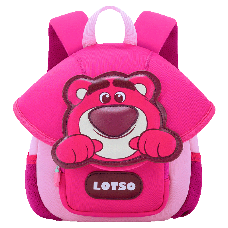 Disney Backpack, Kindergarten Strawberry Bear, Ultra-Light Travel, Anti-Lost, Cute Little Backpack with Gift Box, Children's Mushroom Bag