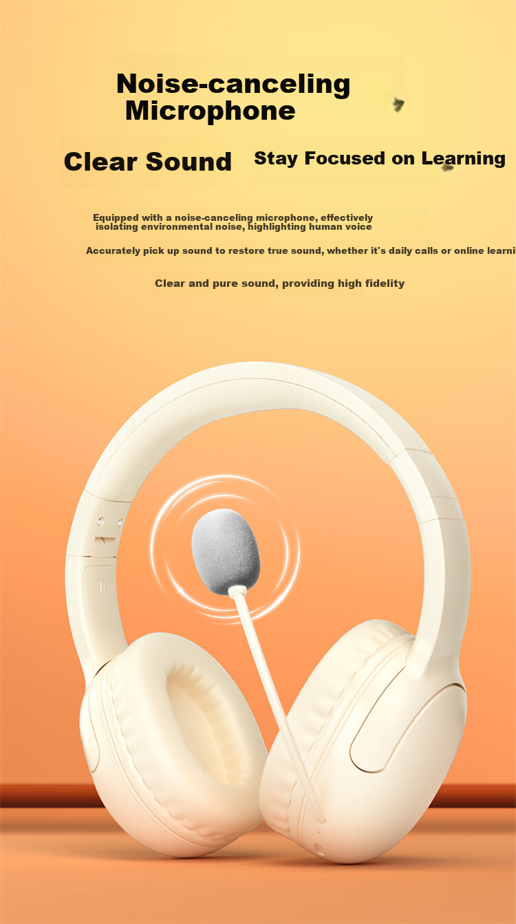 AIBEN M2 Head-Mounted Bluetooth Wireless Earphones with Microphone for Memorization, Follow-Along Learning, Immersive Study, Online Classes, Noise Cancellation, Morandi Blue 10