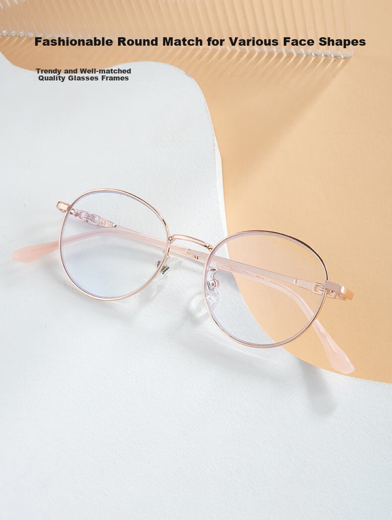 Fushikang Reading Glasses, Fashionable Retro Women's Ultra-Light Round Frame, Imported Presbyopic Glasses F1010, Rose Gold, +300 Degrees 3