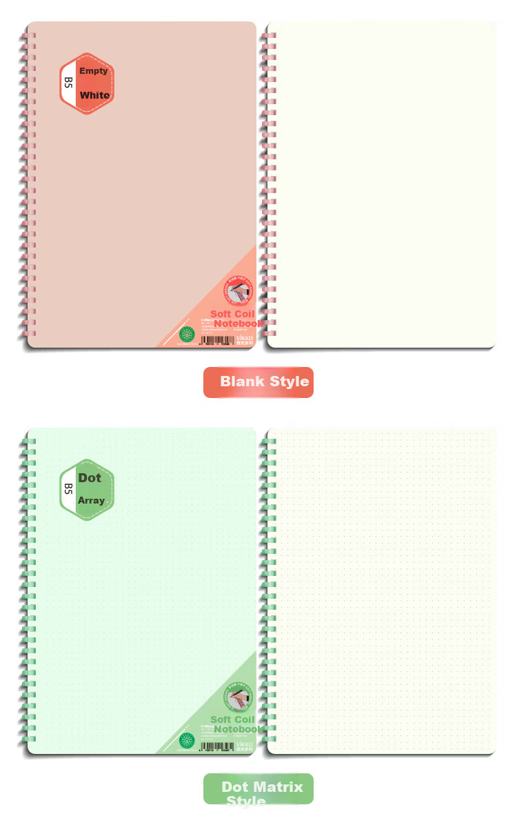 Duoliboshi Stationery B5 Dot Grid Notebook, 60 Sheets, 5*5MM High-Quality Simple Soft Spiral Notebook, Student Error Correction Draft Journal, Portable Learning Supplies, 1 Book 7