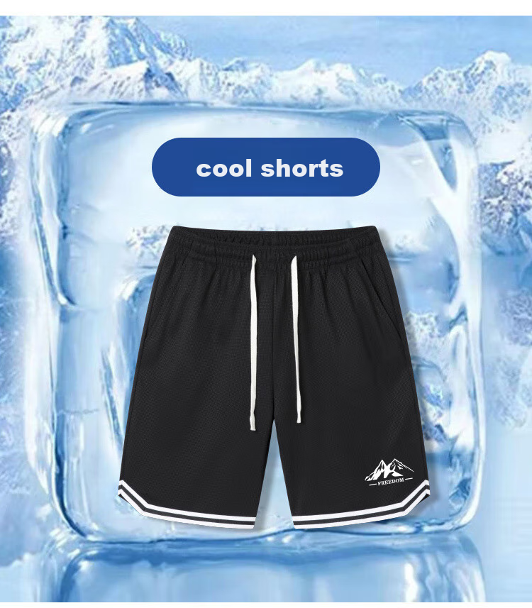 VANCAMEL Men's Sports Shorts Summer Thin Loose Quick-Dry Basketball Ice Silk Casual Knee-Length Shorts White L 1