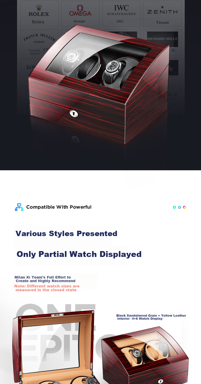 M&Q Watch Winder, Mechanical Watch Rotator, Watch Storage Box, Rotating Display Stand, Gift for Boyfriend, Girlfriend, Anniversary, Father's Day 7