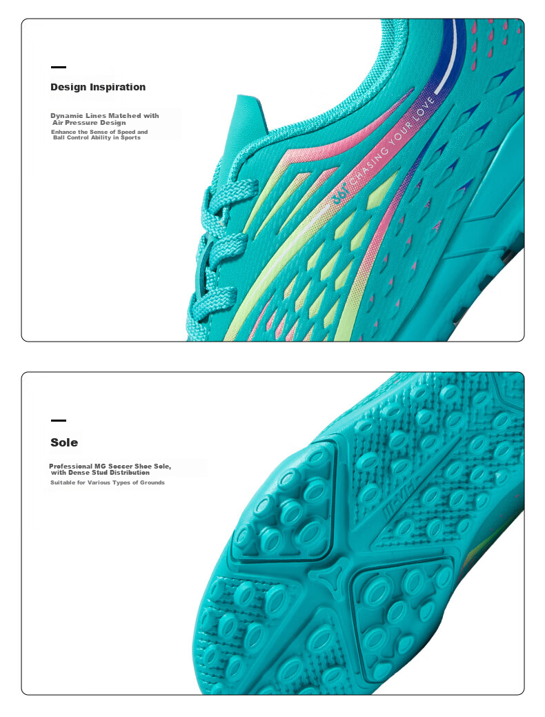 361° Children's Soccer Shoes, 2025 All-Season Youth Shock-Absorbing Rebound Sports Cleats, Wear-Resistant Training Shoes, Silver, Size 37 14