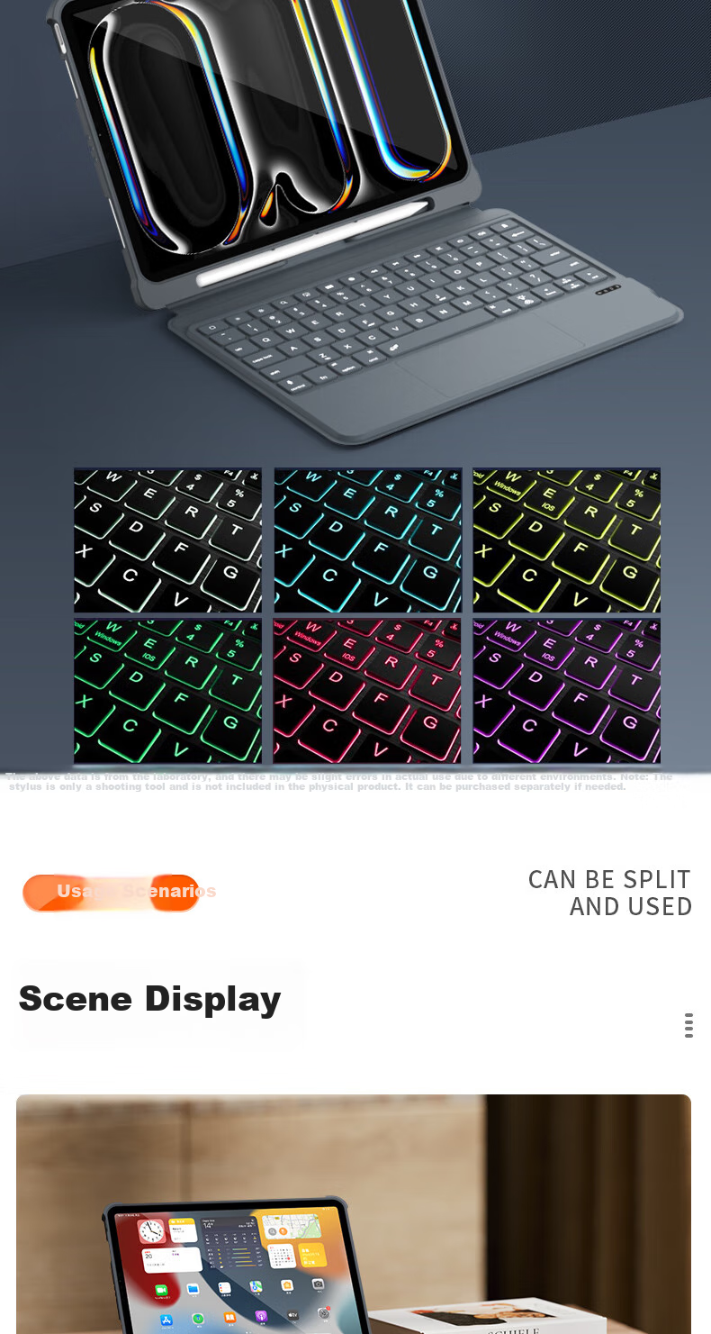 MUSTTRUE IPad Magic Keyboard [2026 Upgrade] Compatible with Apple Tablets IPad Pro/Air8/7/6/12.9/13-Inch Magnetic Detachable Keyboard with Built-In Pencil Slot Protective Case 11