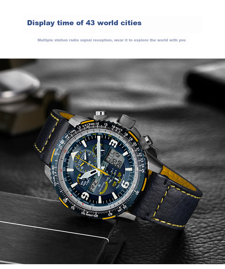 CITIZEN Watch for Men, Japanese And Korean Style, Eagle in The Sky, Eco-Drive, Radio-Controlled Nylon, Fashionable Gift for Boyfriend, JY8074-11X 6