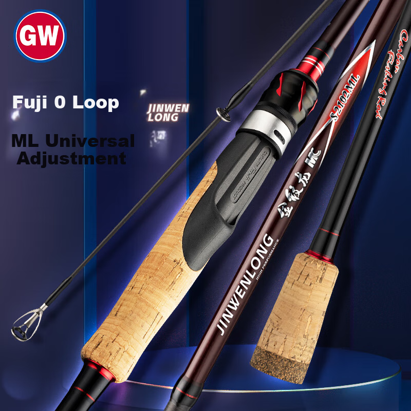GW 1.98m Straight Handle Gold Pattern Lure Rod ML Action Lure Rod for Bass, Topmouth Culter, And Black Fish Fishing Rod