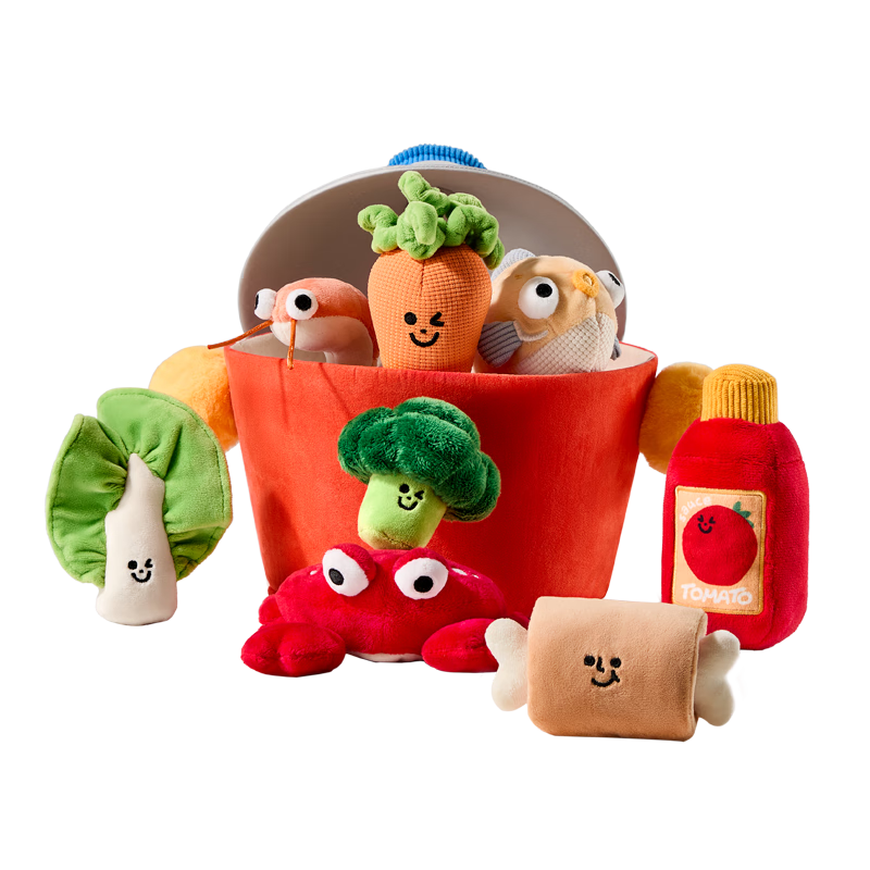 Babycare Toy Seafood Pot Plush Doll, Textured Grasping Training, Baby Birthday And First-Year Gift, for Boys And Girls Aged 0-3 Years Old, 9 Pieces