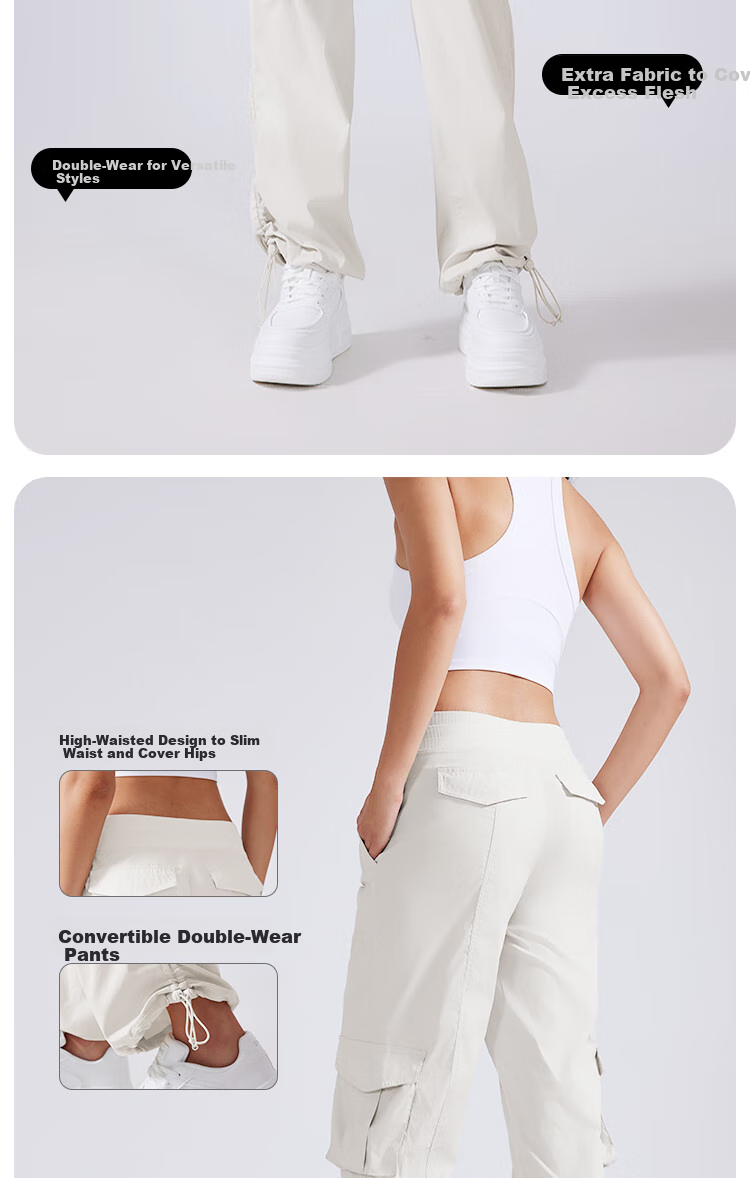 LangSha Loose-Fit Mid-Rise Cargo Pants for Women, Spring/summer 2025, Quick-Dry Lightweight Multi-Pocket Wide-Leg Outdoor Sports Casual Trousers 4