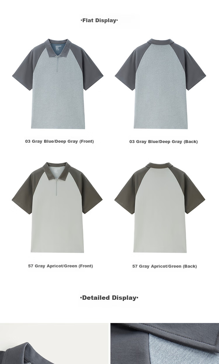 Giordano Comfortable Antibacterial Polo Shirt for Men, High-Tech Cooling Sun Protection Contrasting Color Raglan Short-Sleeve Top 01015405 18