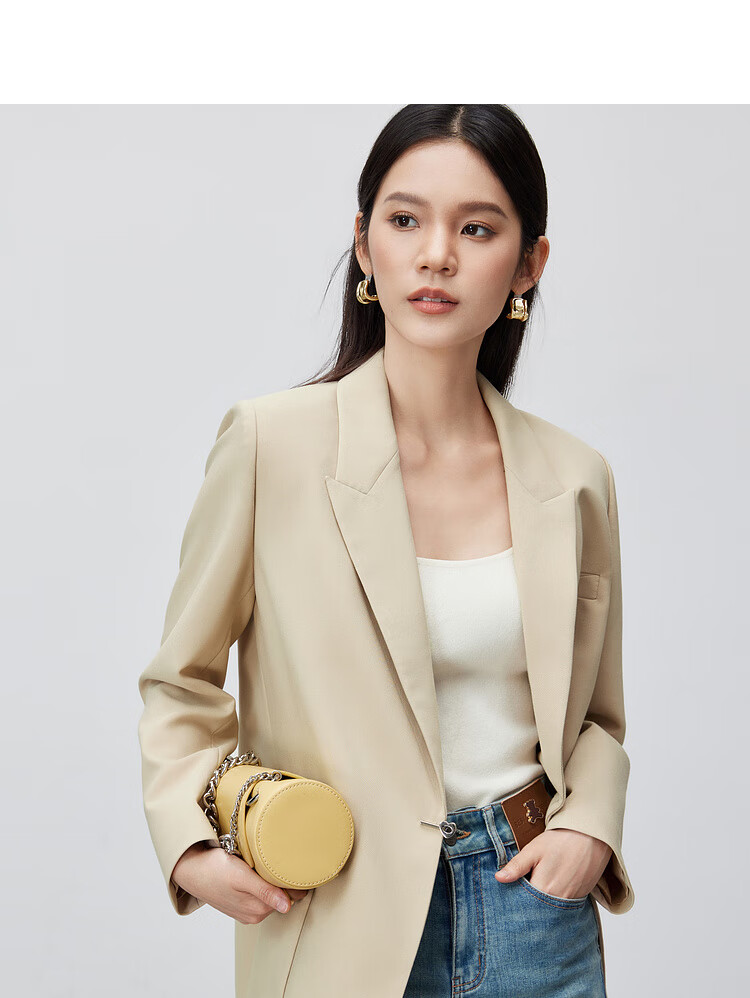 Sentubila Casual Commuter Blazer for Women, Spring And Autumn Loose Fit Jacket with High-End Style, Black, Size L 10