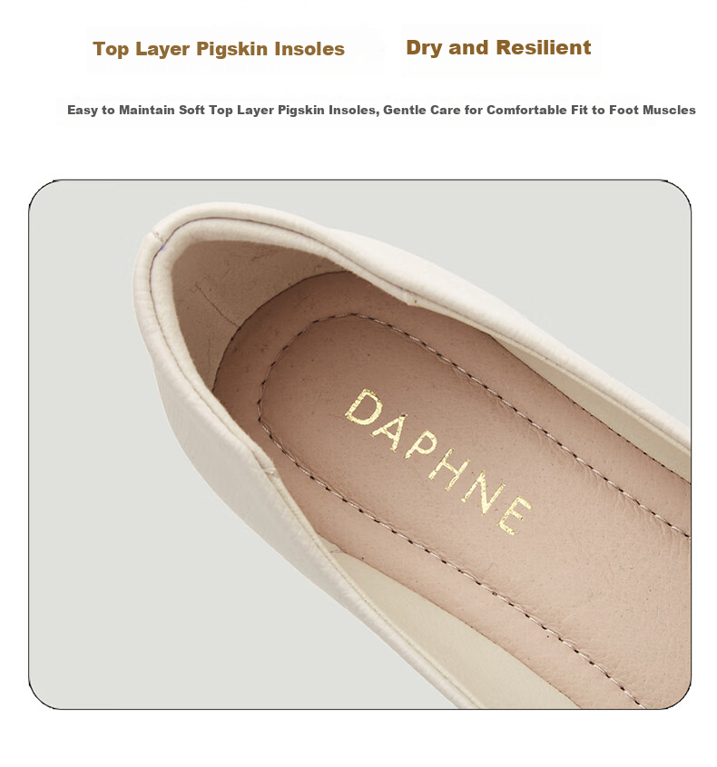 DAPHNE Flat Shoes Soft Sole Fashionable Women's Single Shoes Professional Commuter Women's Shoes Pointed Toe Loafers 4623101057 Beige 35 4