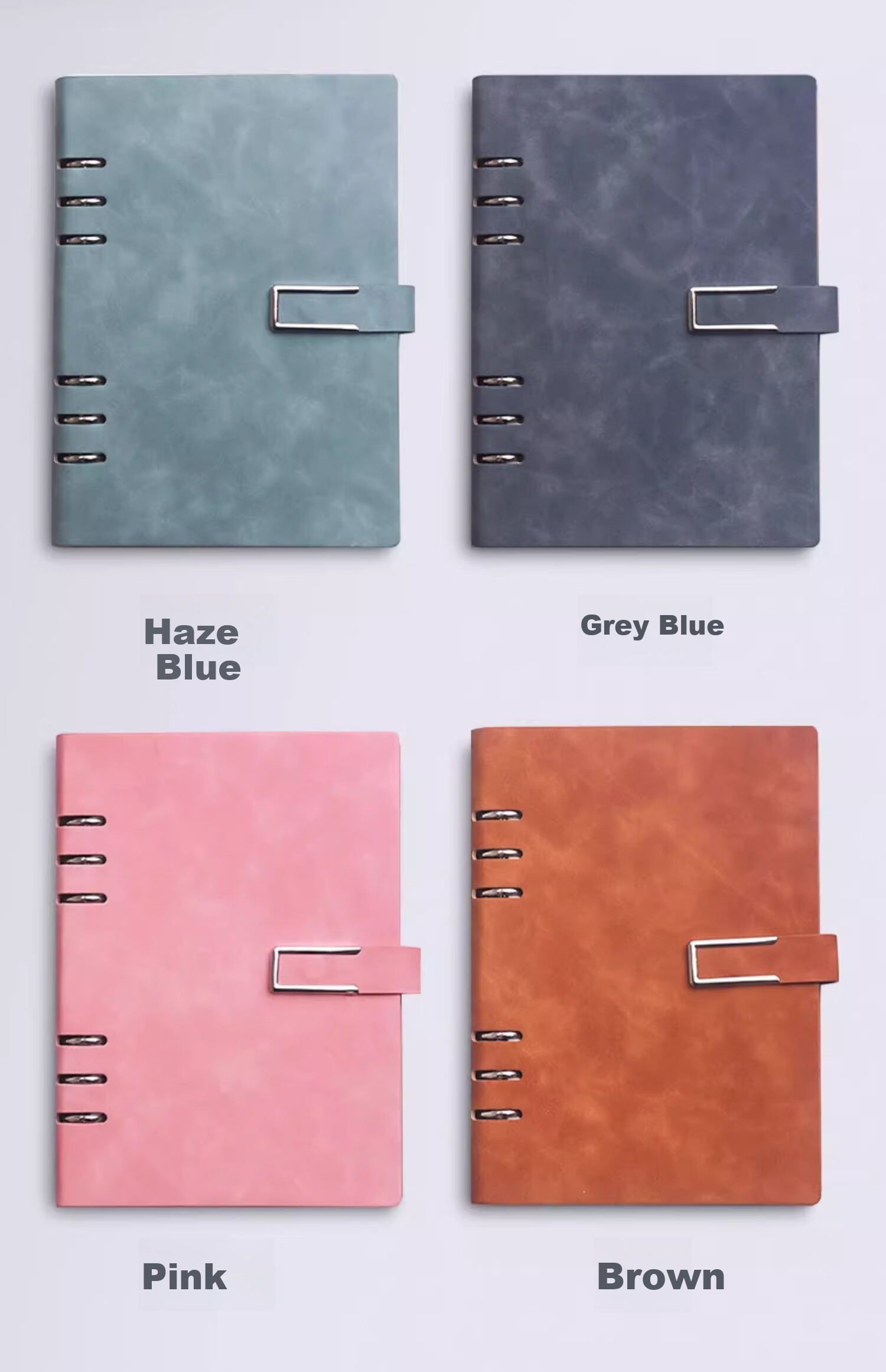 Tangyi B5 Blue-Gray 9-Ring Leather-Bound Loose-Leaf Notebook, 100 Sheets, 200 Pages, Premium Business Work Notebook, Study Journal, Office Meeting Record Book, Customizable Logo 4