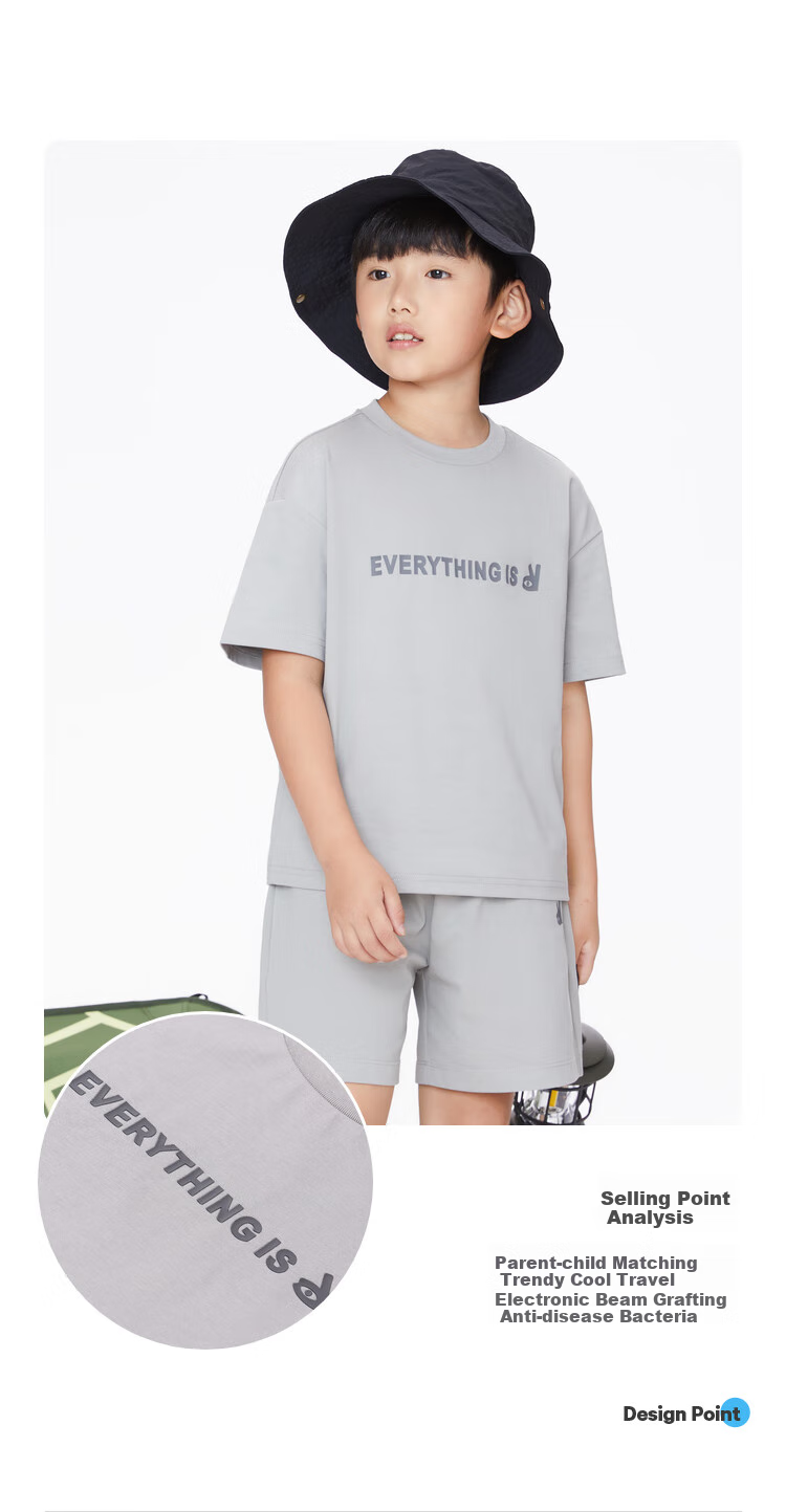 Annil [7A Antibacterial] Children's Short Sleeve T-Shirt, Parent-Child Outfit, Summer Moisture-Wicking Breathable Casual Top 3