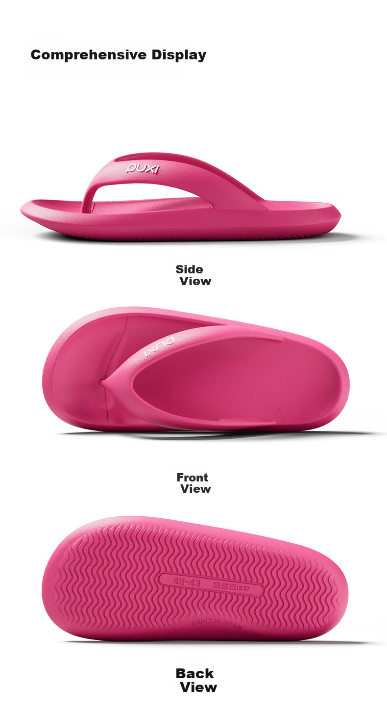 Puxi 2025 Summer Women's Flip Flops Casual Home and Outdoor Slippers for Men Raspberry Color Size 36-37 16