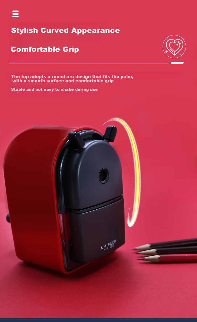 Uni Mitsubishi KH-20 Hand-Crank Pencil Sharpener, Manual Pencil Sharpener for Art Students, Adjustable Thickness, Red 3