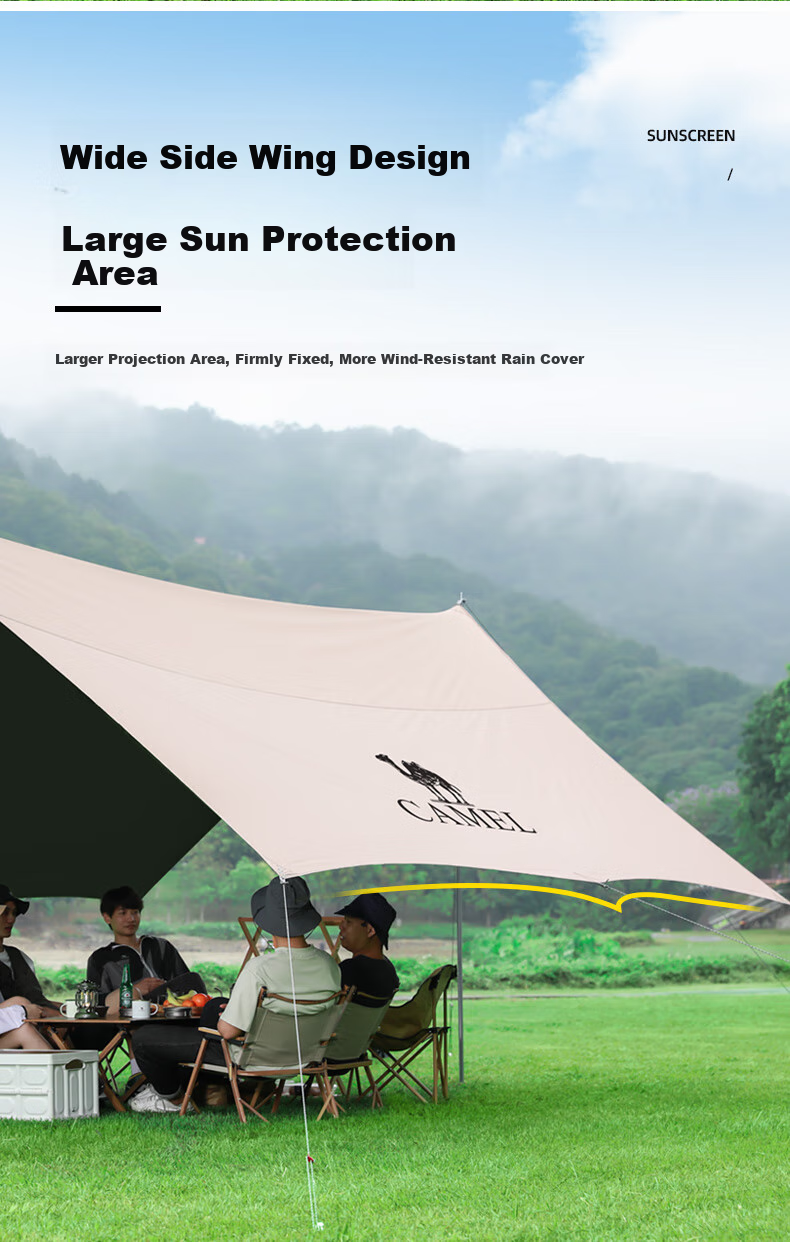 CAMEL Titanium Black Vinyl Canopy Tent, Outdoor Camping Equipment, Picnic Sunshade, Rainproof And Sun Protection Tarpaulin, 133CA6B014 8