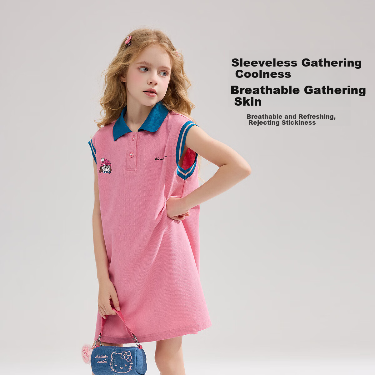 ASK JUNIOR Children's Summer Dress, Sleeveless POLO Collar Dress, T-Shirt Dress for Girls 4