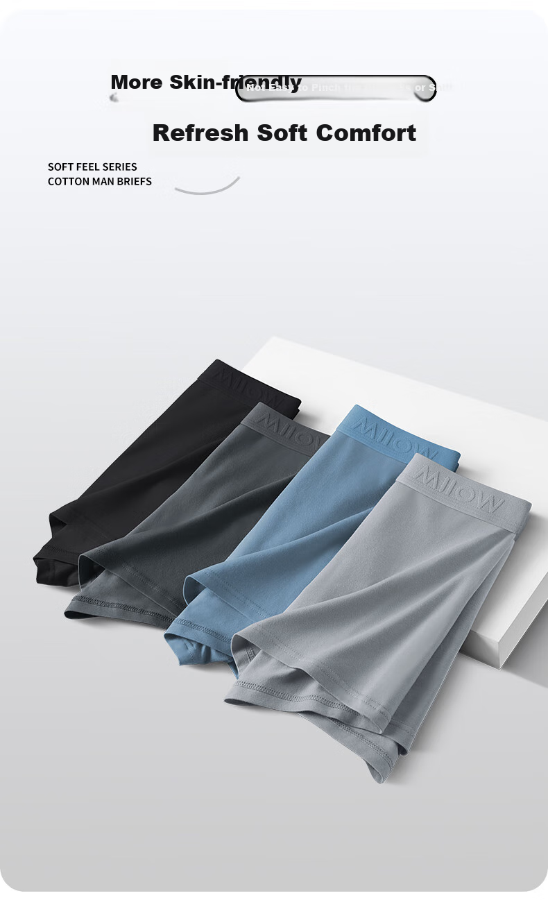 MiiOW Men's Underwear [2025 New Style], 7A Antibacterial Pure Cotton Seamless Breathable Youth Large Size Boxer Briefs 8
