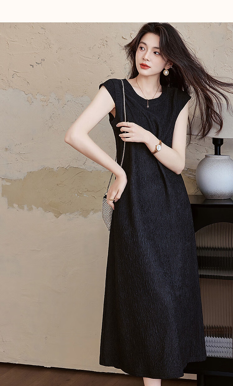 Demana [Comfort Elastic Soft] Summer Simple Style Round Neck Slim Fit Cap Sleeve Petite Elegant Body-Shaping Knit Women's Dress 24