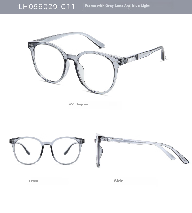 LOHO Ultra-Light Round Frame Glasses for Women, Can Be Fitted with Myopia Lenses, Cold Tea Color, Face-Slimming Effect, Bare-Faced Look, Anti-Blue Light Frame, Compatible with Zeiss Lenses 11