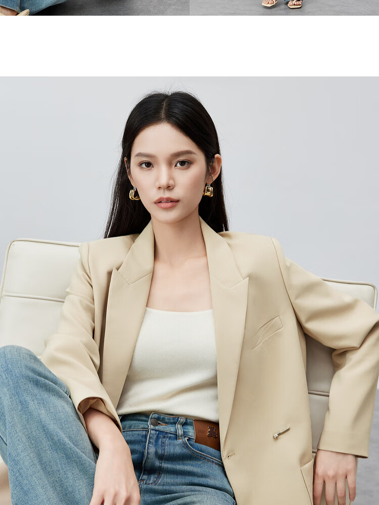 Sentubila Casual Commuter Blazer for Women, Spring And Autumn Loose Fit Jacket with High-End Style, Black, Size L 12
