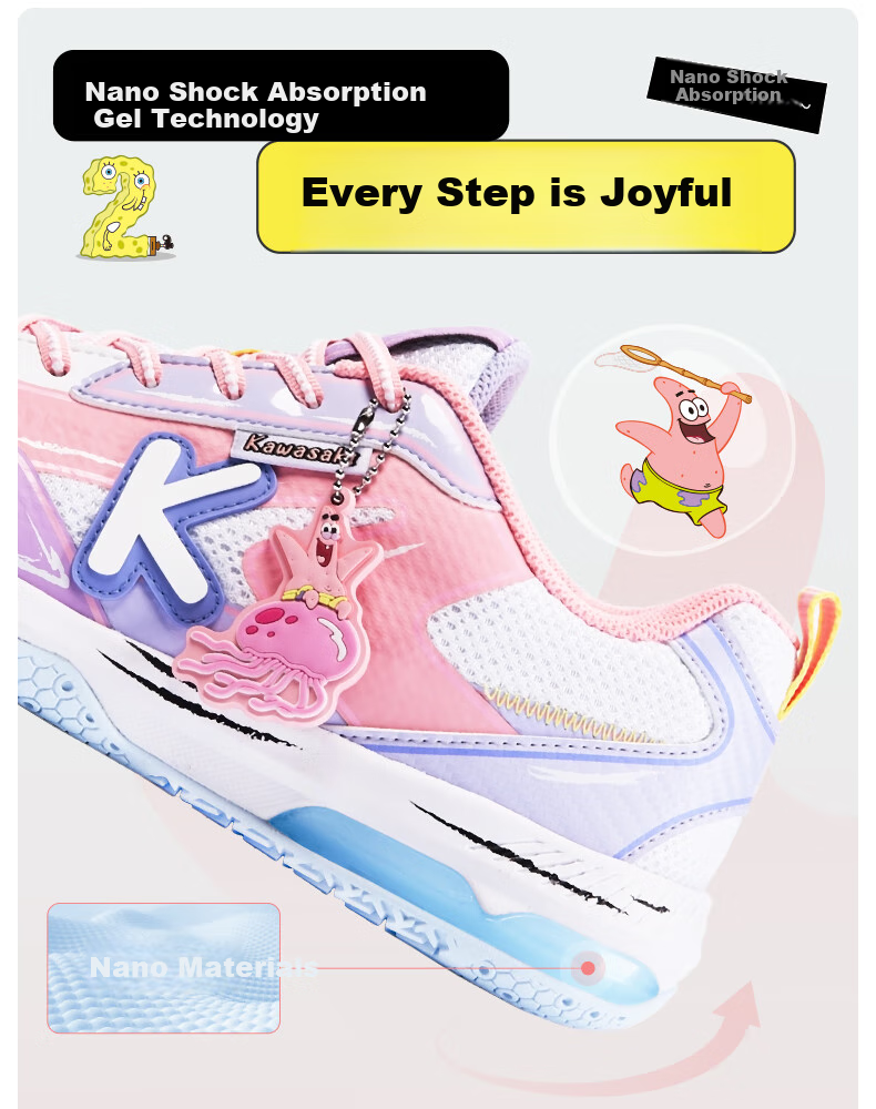 KAWASAKI Badminton Shoes SpongeBob SquarePants Collaboration Edition Sports Shoes for Men And Women C32026 Blue-Squid Brother Size 42 5