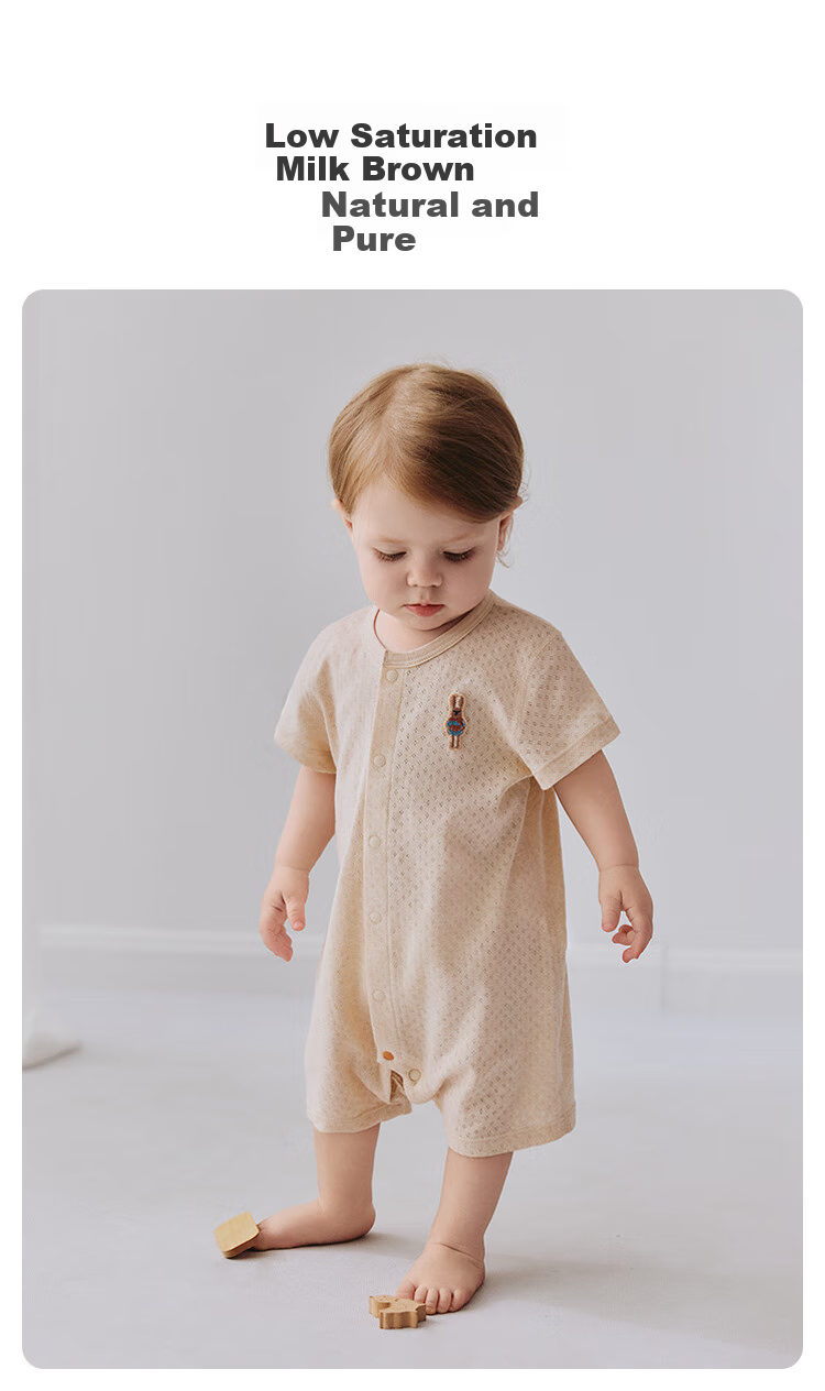 Babylove Baby Short Sleeve Romper Summer Thin Cotton Jacquard Breathable Bodysuit Newborn Infant Summer Outfit 5