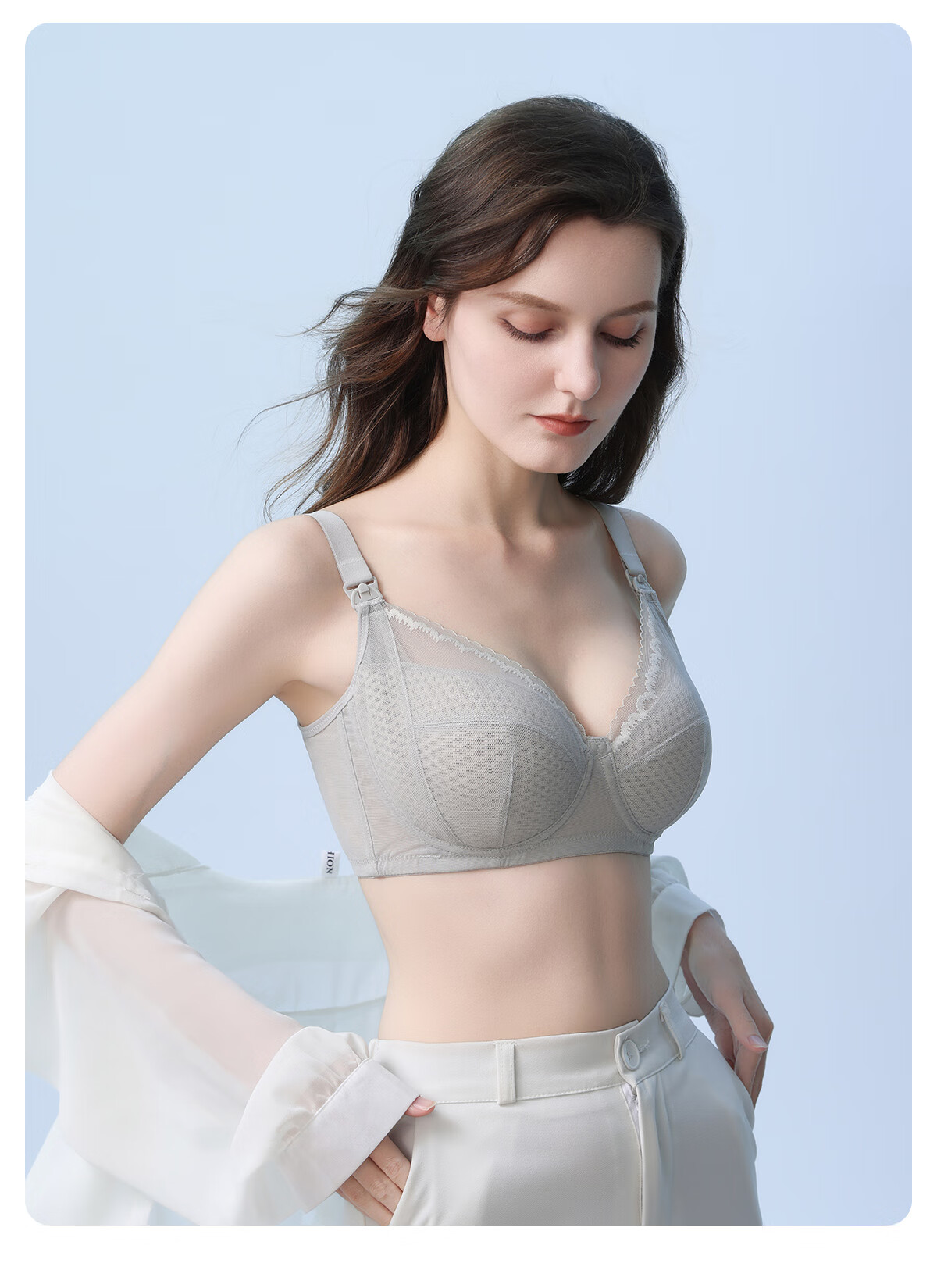 JOYNCLEON Honeycomb Cup Nursing Bra Summer Thin Maternity Breastfeeding Anti-Sagging Pink L 26