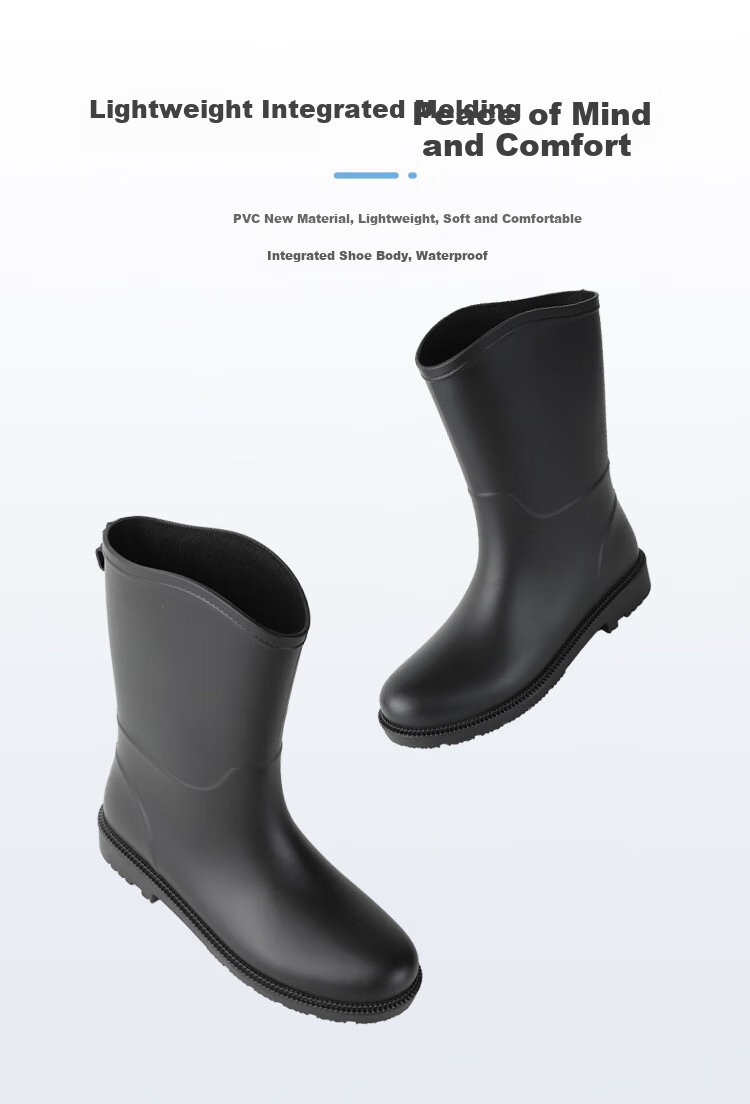 FOOTOPPO Women's Rain Boots, Fashionable Adult Mid-Calf Waterproof Boots, Ladies' Water Shoes, Non-Slip Rubber Boots for Wome 3