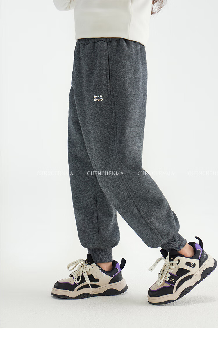 Chenchenma [Popcorn] Girls' Casual Pants, New Winter Style with Fleece Lining, Thickened All-In Warm Children's Joggers, 6837D 2