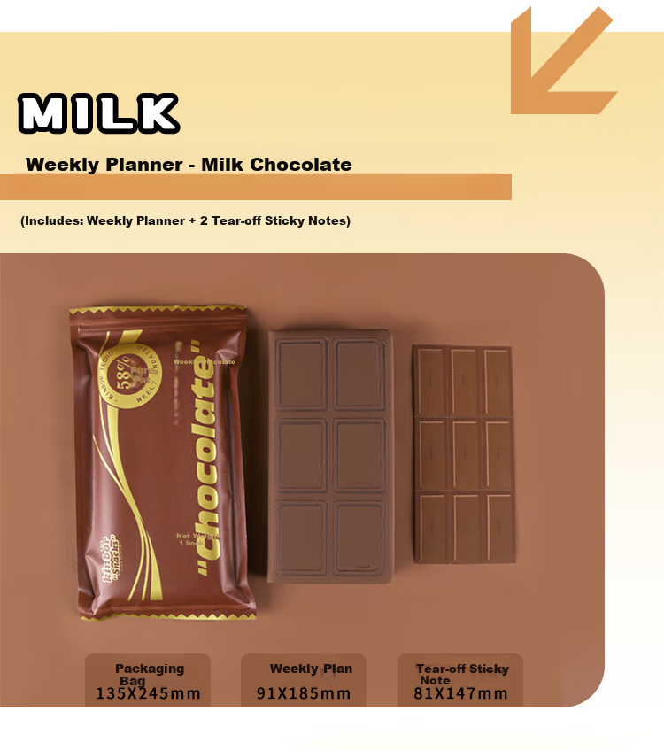 Kinbor Chocolate Planner Gift Box Set Notebook for Girls' Birthday (With Fountain Pen, Refrigerator Magnet, Sticky Notes, Cards, Envelopes) DT56033 New Year Valentine's Day Gift 6