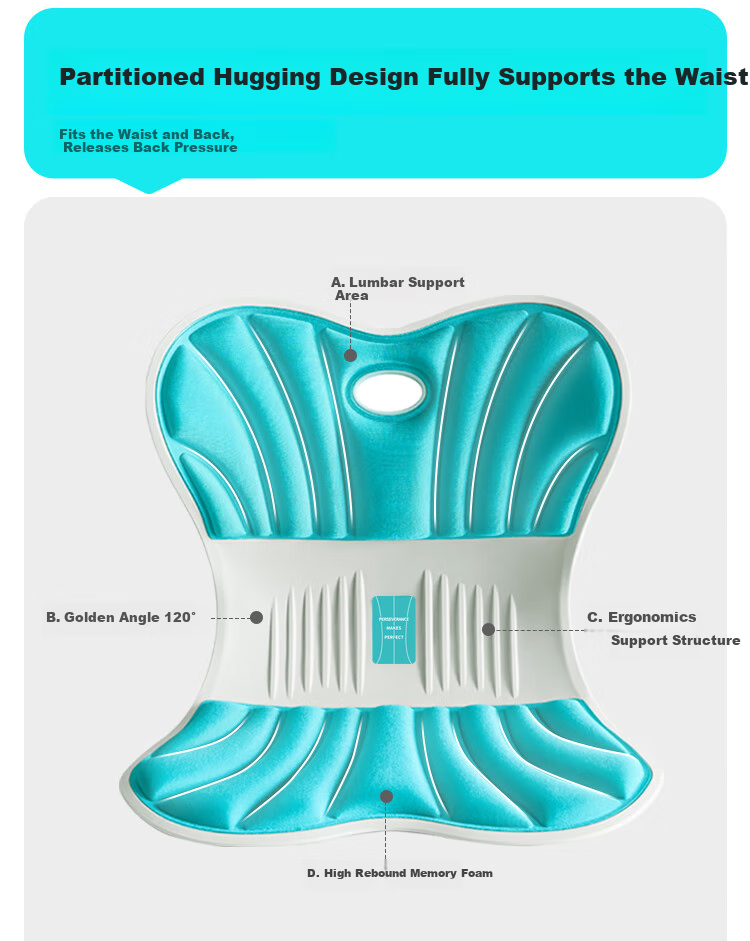 JD Original Posture-Correcting Lumbar Support Cushion, Back Support for Students, Seat Cushion, Breathable Ergonomic Lumbar Support Pad 10