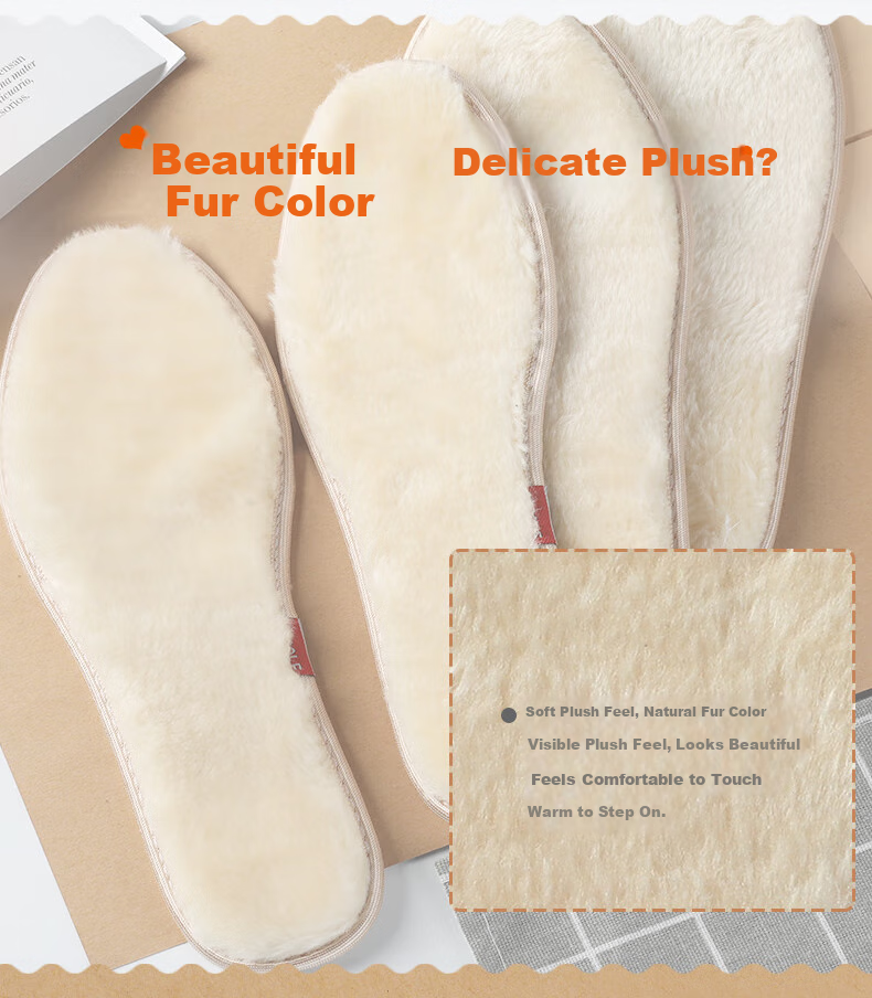 FOOTOPPO Children's Warm Insoles for Girls, Winter Wool Fleece-Lined Soft Plush Sweat-Absorbing Winter Wool Insoles for Boys 3