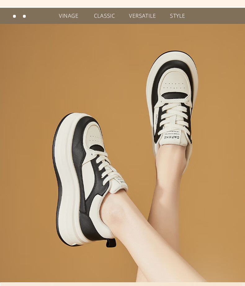 DAPHNE Women's White Sneakers 2026 New Spring Casual Thick-Soled Sports Shoes Women's Skate Shoes 5
