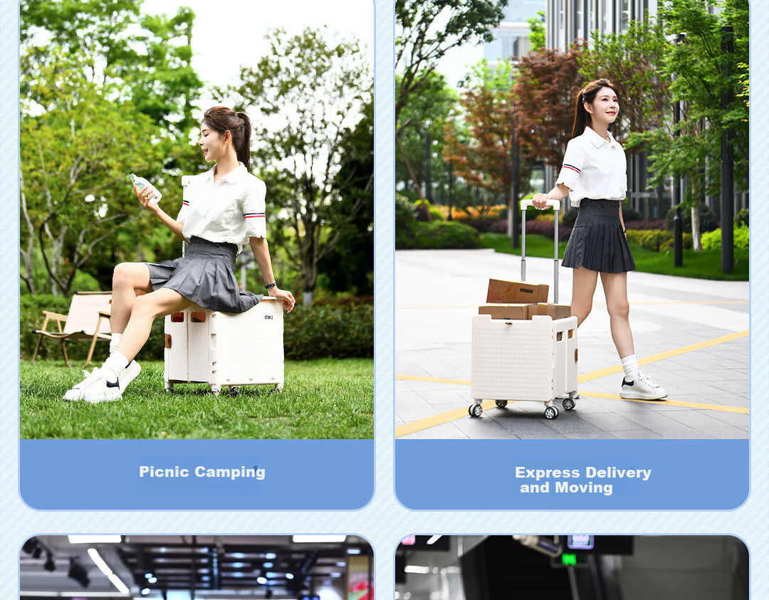 Deli Supermarket Trolley Shopping Cart Hand-Pushed Grocery Cart Camping Pull Rod Luggage Cart Vegetable Cart Folding 75kg 13