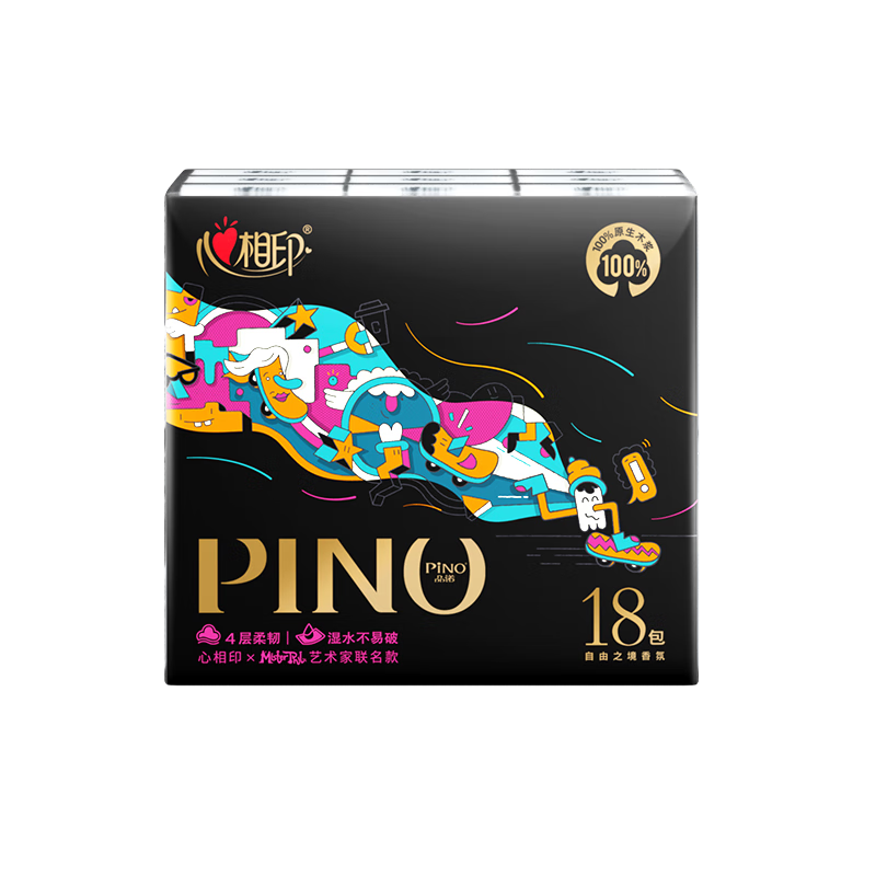 Mind Act Upon Mind Pocket Tissues, Pinno, 4-Ply 6 Sheets * 18 Packs, Thick Facial Tissues, Tear-Resistant Napkins, New And Old Packaging Alternating