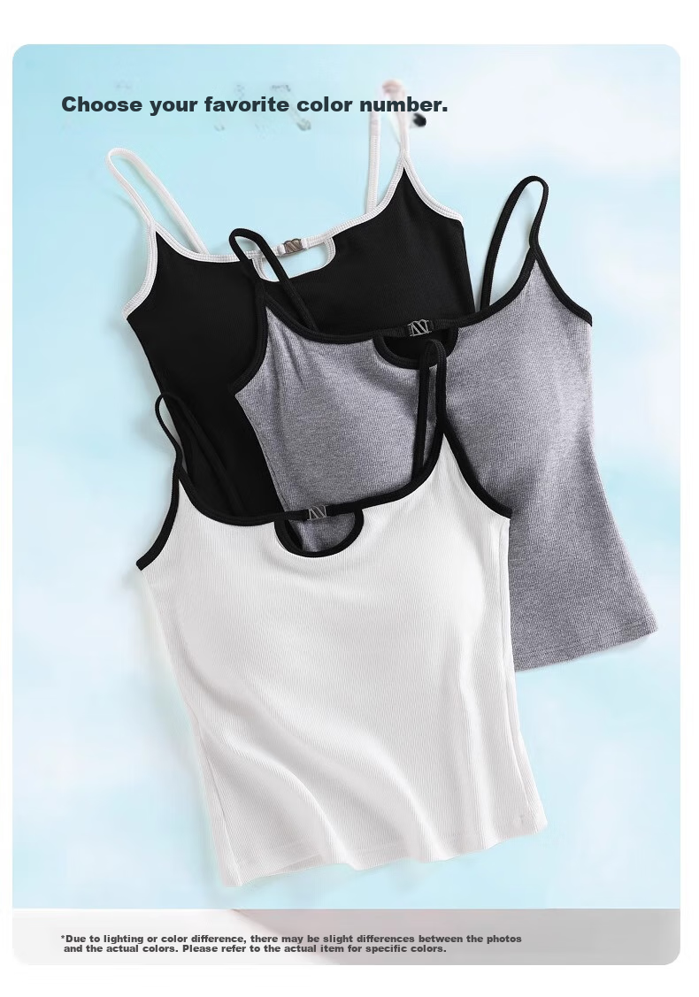 MiiOW Women's Camisole Tank Top with Built-In Bra Pads, Sleeveless Undershirt for Outer Wear, Anti-Exposure, White, Size M 6