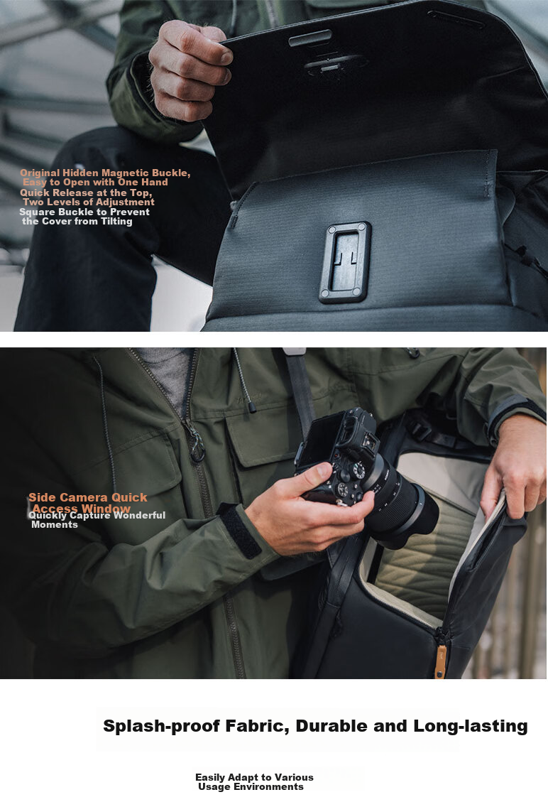 PGYTECH Camera Bag, Dandelion OneGo2 Photography Bag, DSLR Camera Bag, Laptop Storage Bag, Professional Camera Bag, Water-Resistant Fabric, Commuter Outdoor Backpack, 25L Matte Black 9