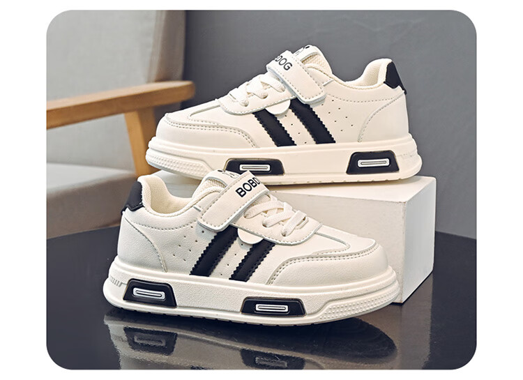 Babu Bean Boys Casual Versatile Children's Sneakers Autumn Soft Sole Comfortable Running Shoes 101553043 Beige/Black Size 34 2