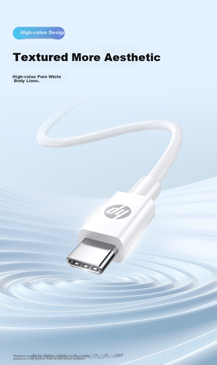 HP USB to Type-C Data Cable Supports Huawei 66W Super Fast Charging Cable for Huawei Honor Xiaomi Android Phones Car Charger Cable Thickened Pure Copper Core 1 Meter 3