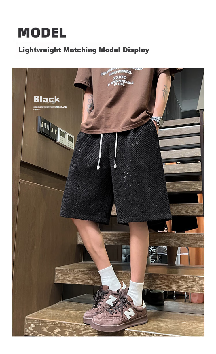 CLOR Starry Sky Texture Shorts, Summer Lightweight Simple Breathable Trendy Sports Knee-Length Pants for Men, MLS01 White XL 5