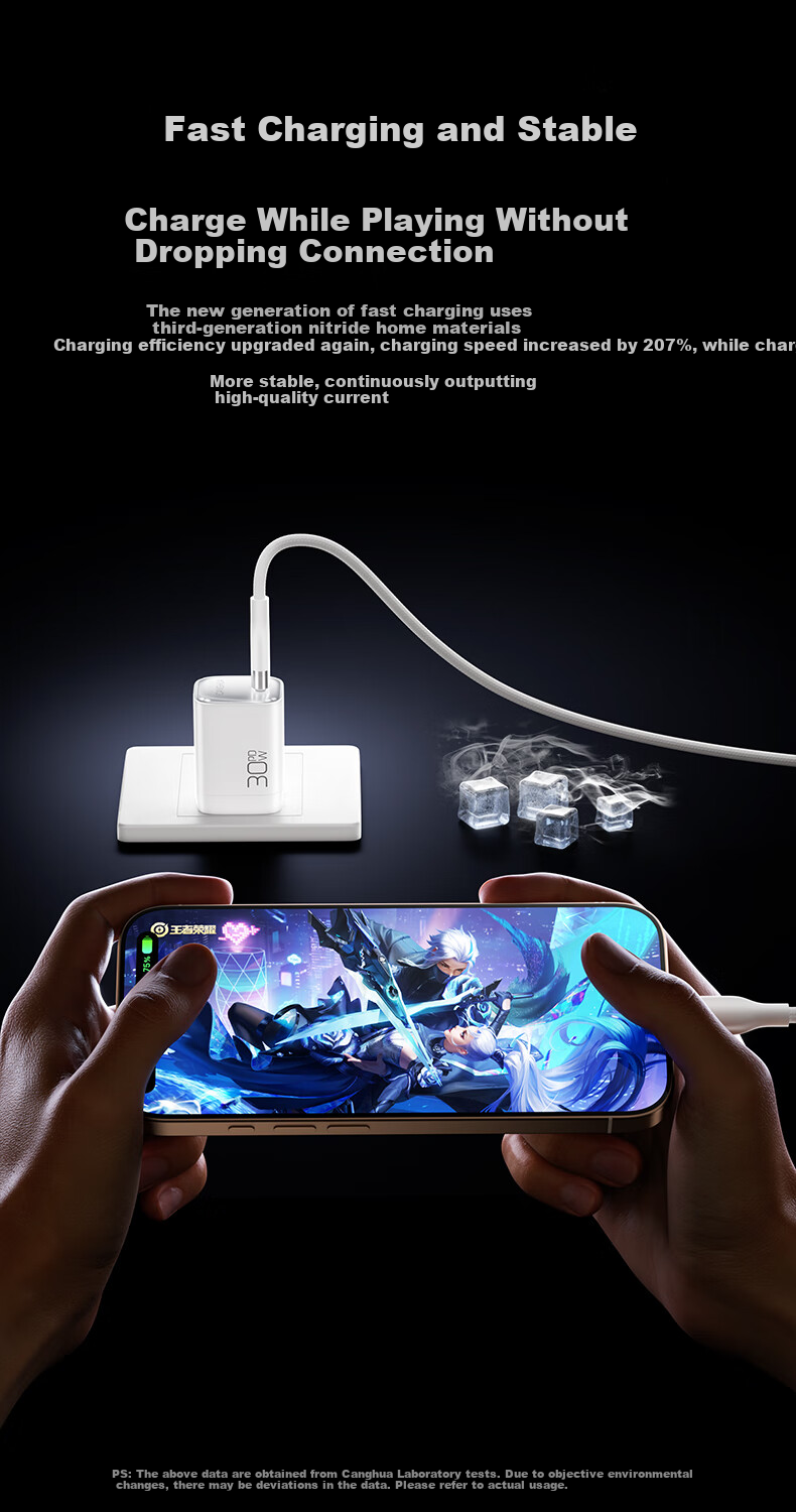 CangHua Multi-Functional Charger Three-In Charging Cable Set, PD30W GaN Charging Head + Three-In Data Cable, Suitable for Apple IPhone 18/17 And Huawei Xiaomi Phones 5