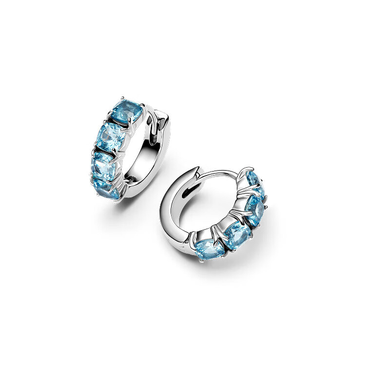 Pandora Light Blue Simple Earrings, Beaded Craftsmanship, Shiny Earrings, Fresh And Cute Gift for Girlfriend's Birthday Present