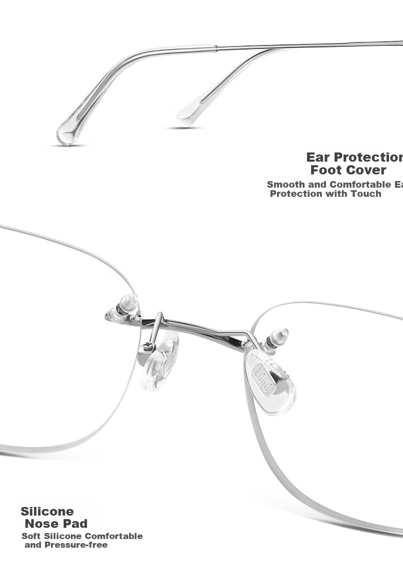 LOHO Rimless Glasses for Women, Prescription Available, Blue Light Blocking, Pure Desire, Ultra-Light, High-End Feel, Frameless Eyeglasses 9