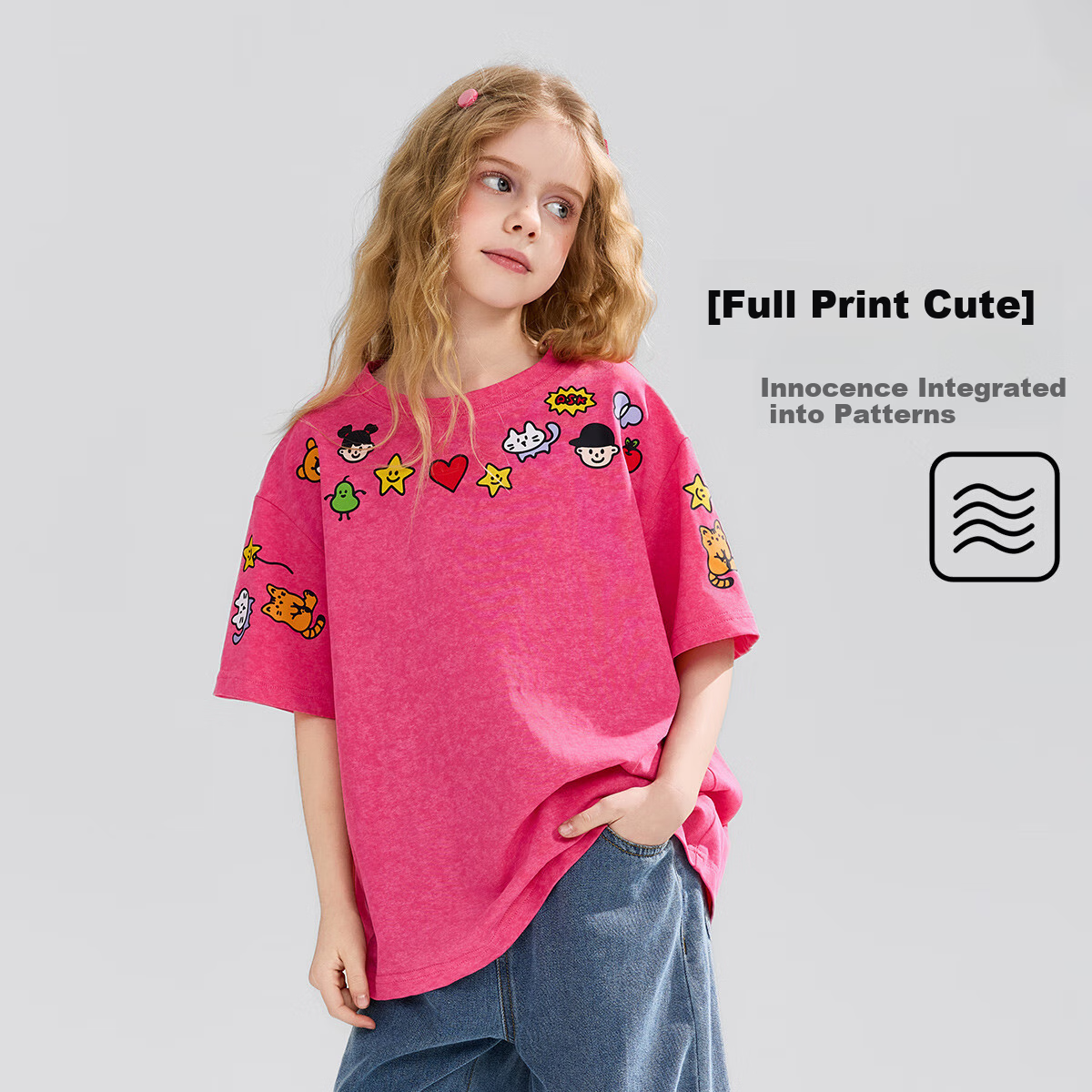 ASK JUNIOR Children's Short-Sleeve T-Shirt, Summer Wear for Older Kids, Tie-Dye Trendy Wide-Leg Half Sleeve Pure Cotton Tee for Girls, Pink, Size 170