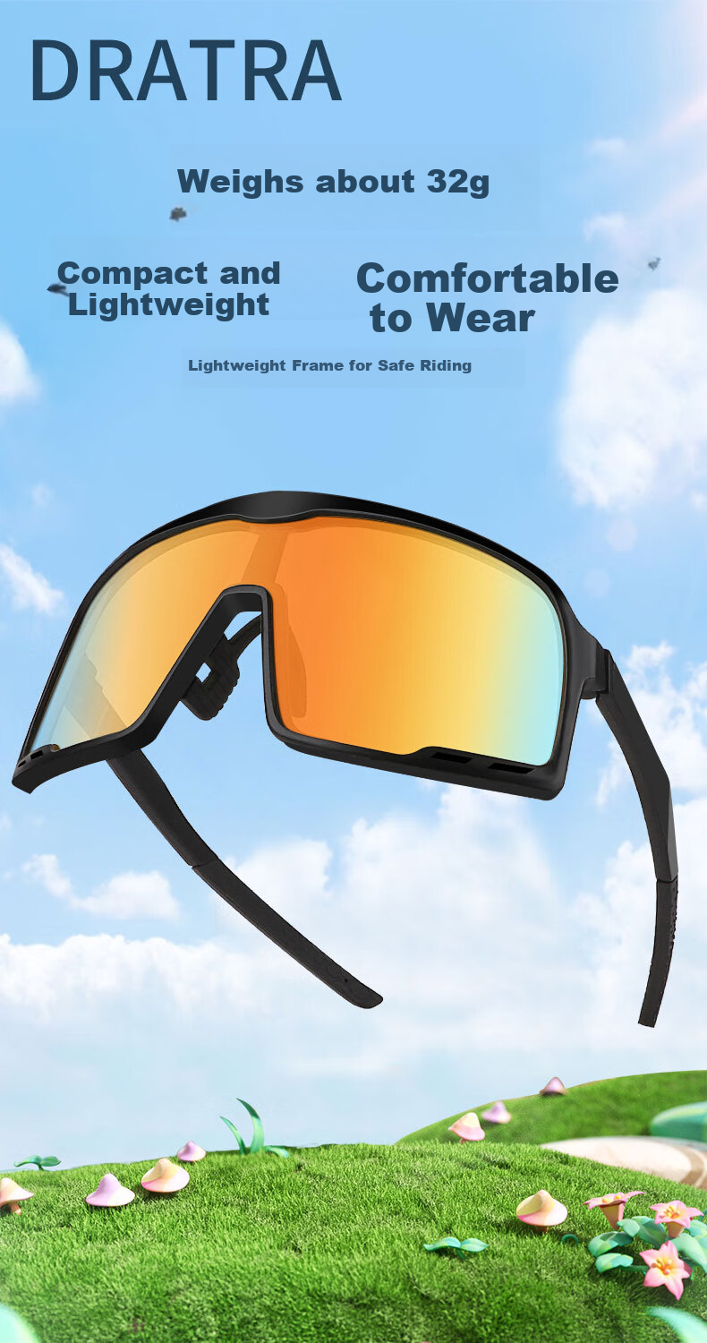 DRATRA Men's Sunglasses Outdoor Windproof Sandproof Mountain Cycling Marathon Sports Protective Large Frame Sunglasses 1