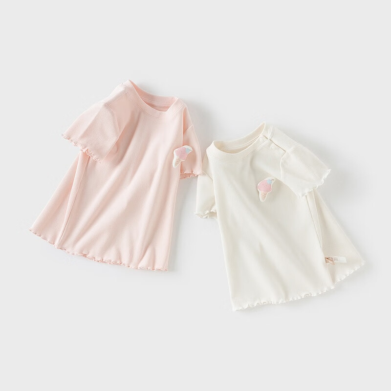 DAVE & BELLA Girls' Short-Sleeve T-Shirt, Summer Children's Antibacterial Undershirt, Stylish Top for Baby Girls