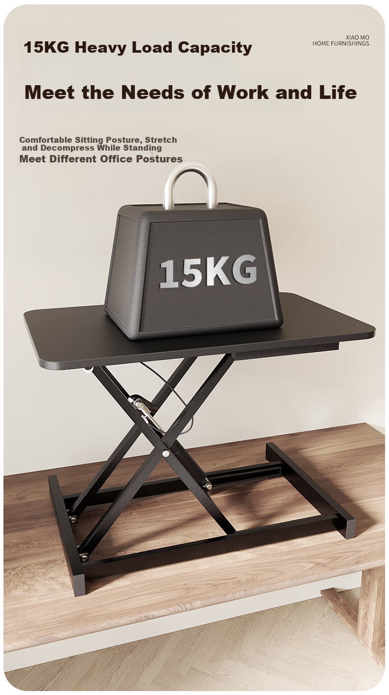 Xiaomo Height Adjustable Computer Desk, Standing Desk Converter, Ergonomic Standing Desk, Office Desk with Monitor Stand 8