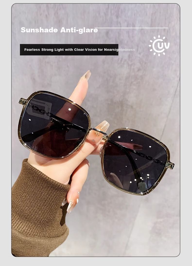 FENCHI Korean-Style Instagram-Inspired Ultra-Light Large Frame Sunglasses for Women, High-End UV Protection, Slimming for Big Faces, Trendy Myopia Sunglasses 6