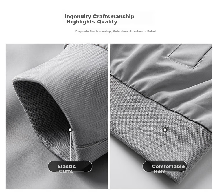 VANCAMEL Jacket for Men, Spring And Autumn Outerwear, Black Baseball Style, Lightweight Business Casual Coat for Men, Silver Gray, 2XL 10